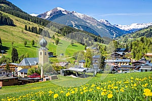 View over Saalbach village in summer, Austria