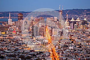 View over San Francisco by Night, California in USA