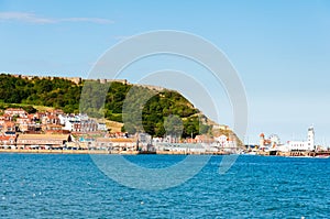 View over Scarborough South Bay harbor in North Yorskire, England