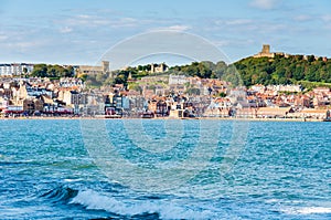 View over Scarborough South Bay harbor in North Yorskire, England