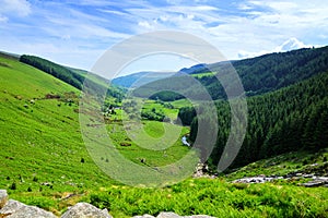 View over the scenic Glenmacnass valley, Wicklow National Park, Ireland