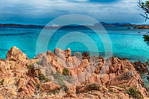 View over the scenic Spiaggia del Principe, Sardinia, Italy