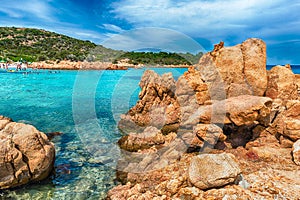 View over the scenic Spiaggia del Principe, Sardinia, Italy