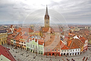 View over Sibiu city in Romania photo