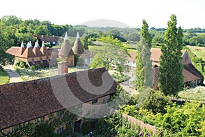 View over Sissinghurst Castle in Kent in England in the summer.