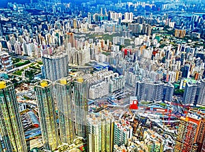 View over the skyscrapers of Kowloon in Hong Kong