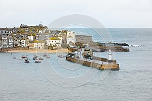 View over Smeatons Pier at High Tide, St Ives, North Cornwall