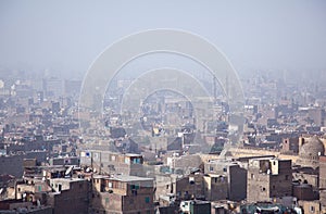 View over smoggy slums of Cairo