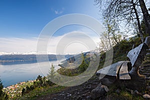 View over Sognefjord from the hills above Balestrand photo