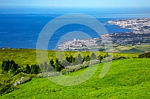 View over the south coast to the west, SÃ£o Miguel Island, Azores, AÃ§ores, Portugal, Europe