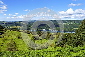 View over south end of Lake Windermere in The Lake District, Cumbria, UK