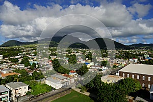 A view over St. Kitts capital, Basseterre, from a high point of view