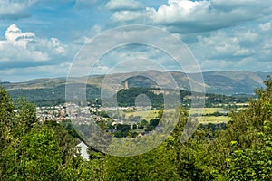 View over Stirling with the Wallace Monument and Ochil Hills in the background
