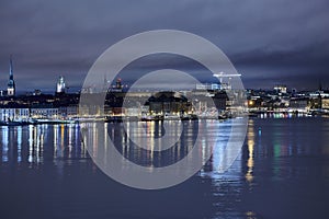 View over Stockholm and Old town in the evening photo