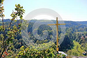 View over a suburb of the village Meissen in Saxony, Germany