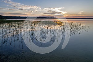 View over sunrise White Lake. Rivne region, Ukraine