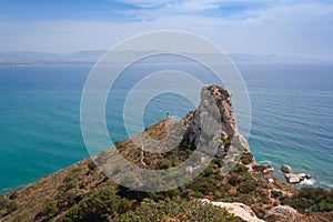 View over the Torre del Poetto, Sardinia, Italy