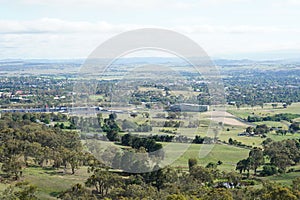 View over the town of Bathurst from Mount Panorama