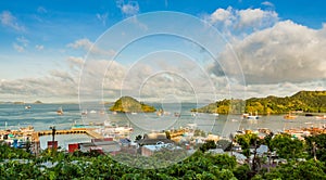 A view over the town of Labuan Bajo and harbour in the morning, Indonesia photo