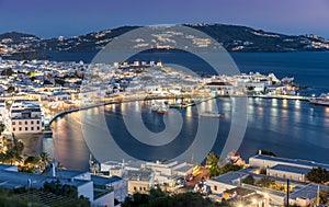 View over the town of Mykonos island