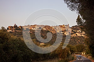 A view over the town of Scarlino Grosseto at sunset.