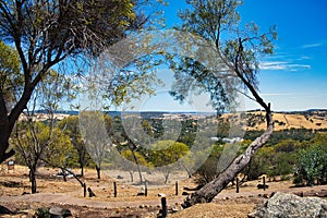 View over the town of Toodyay (Western Australia) and the surrounding hill country