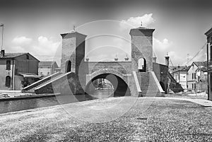 View over the Trepponti Bridge, iconic landmark in Comacchio, Italy photo