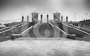 View over the Trepponti Bridge, iconic landmark in Comacchio, Italy photo