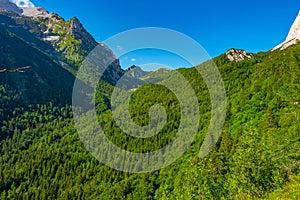 View over the Triglav national park from Supca viewpoint in Slov