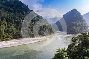 View over the Trishuli river near Pokhara