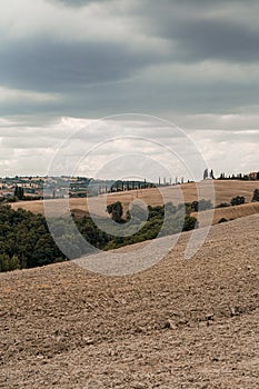 View over tuscany fields panorama