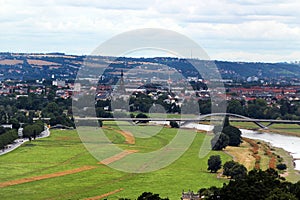 View over the valley of Elbe river in Dresden, Germany