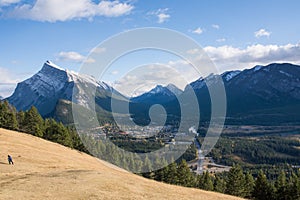 View over the valley and mountains of banff from viewpoint, Canada national park