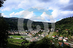 View over the village La Bresse in the Vosges