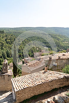 View over village roofs of Bonnieux Luberon in Provence France