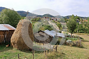 View over the village Voskopoja near Korca in Albania