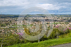 View over Villeneuve-sur-Lot from Pujols, Lot-et-Garonne, France