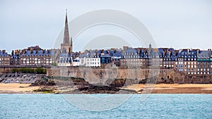 View over the walled city of Saint-Malo from Dinard, Brittany, F