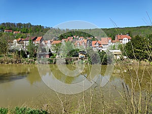 View over the Werra river in Hann. Muenden to Blume district