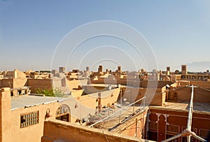 View over of Yazd, Iran - famous for its wind towers