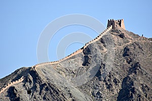 View of the Overhanging Great Wall at Jiayuguan, China