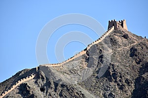 View of the Overhanging Great Wall at Jiayuguan, China