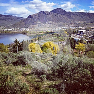 View overlooking the arid town of Kamloops, in the beautiful int