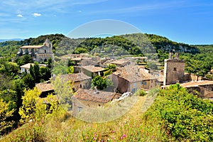 View overlooking the old town of Saignon, Provence, France