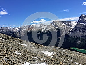 A view overlooking the Rocky Mountains along the Berg Lake Trail in Mount Robson photo