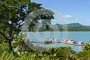 View of Overwater Bungalows at Puerto Plata in the Dominican Republic photo