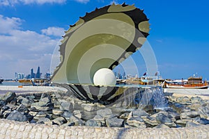 View of Oyster and Pearl Monument in Doha, Qatar