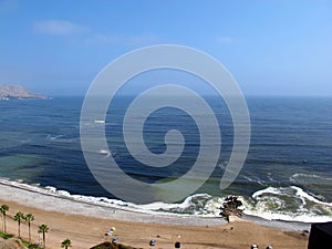 The view on Pacific ocean from the coastline Miraflores, Lima, Peru, South America