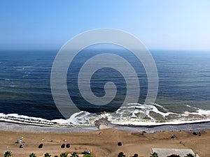 The view on Pacific ocean from the coastline Miraflores, Lima, Peru, South America