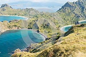 View of Padar Island and surrounding ocean in Komodo National Park, Indonesia - a popular tourist destination